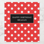 Pois rouge et blanc avec Étiquette de vin noir (Étiquettes simples)