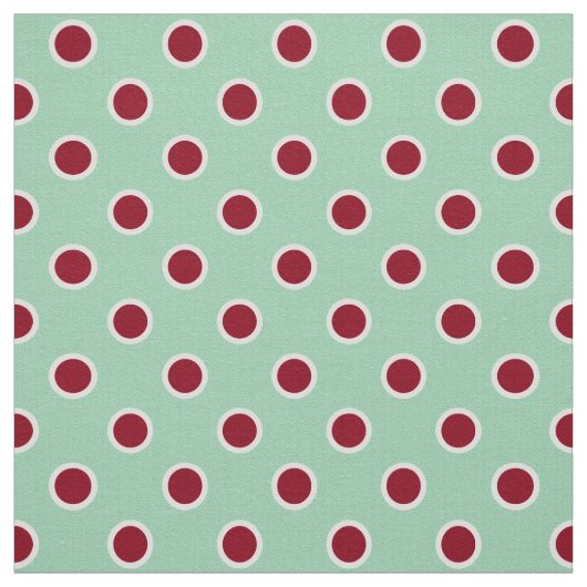 Pois rouge foncé décrit sur le tissu vert clair (Échantillon)