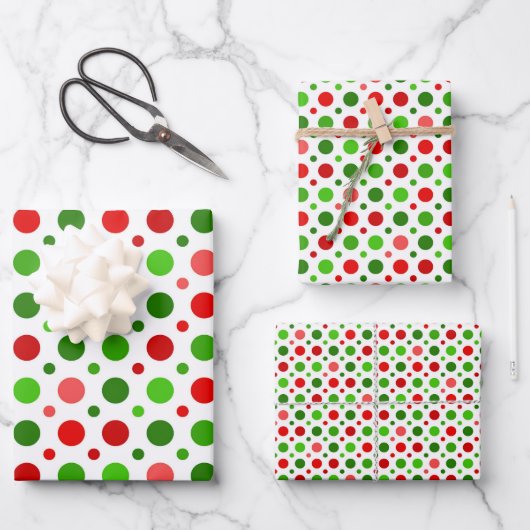 pois rouges et verts de Noël enveloppant du papier (Recto)