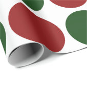 Pois rouges et verts sur emballage cadeau blanc (Coin rond)