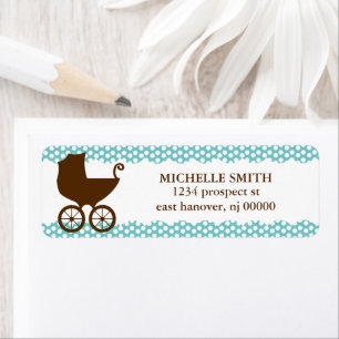 Pois turquoise et étiquettes de adresse de retour