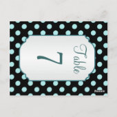 Pois turquoise noir Numéro de table Carte postale (Dos)