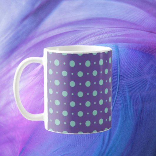 Pois turquoises sur Mug Classique Violet