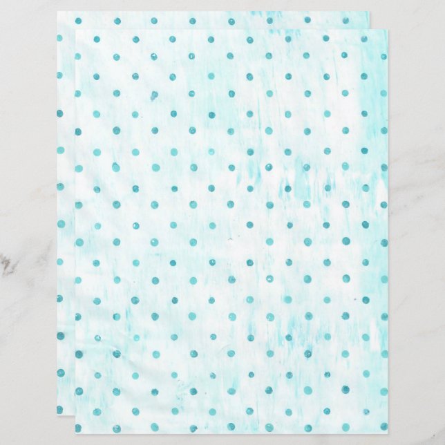 Pois turquoises sur papier à scandale Turquoise bl (Devant / Derrière)