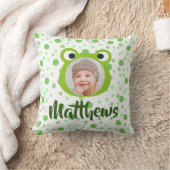 Pois vert grenouille Nom de l'enfant Oreiller à je (Couverture)