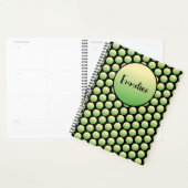 Pois vert jaune rétro Nom noir (Devant avec enveloppe)