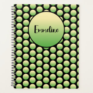 Pois vert jaune rétro Nom noir