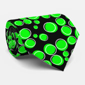 Pois verts Funky Neon sur Cravate noire (Roulé)