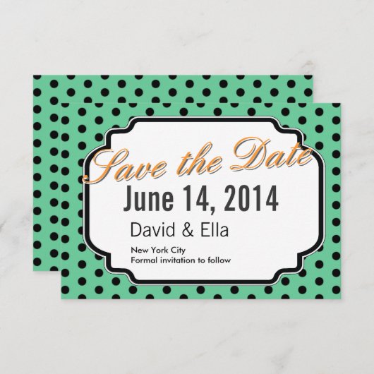 Pois verts mignons Enregistrer les cartes de dates (Devant / Derrière)