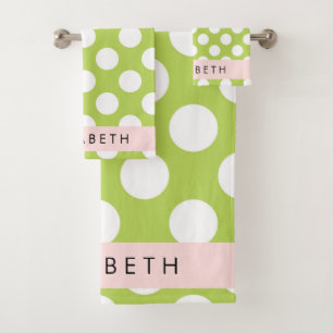 Pois verts, Motif Pointe Polka, Votre Nom