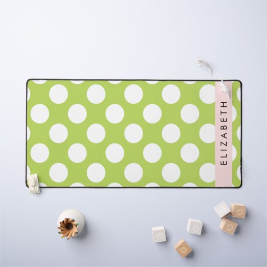 Pois verts, Motif Pointe Polka, Votre Nom (Tableau pour enfants)
