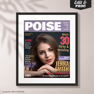 Poise Magazine Hoesje Sjabloon 30ste verjaardagsca Poster