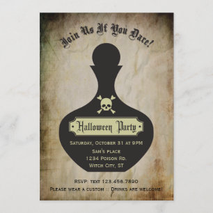 Poison Bottle Halloween Party Invitation Kaart