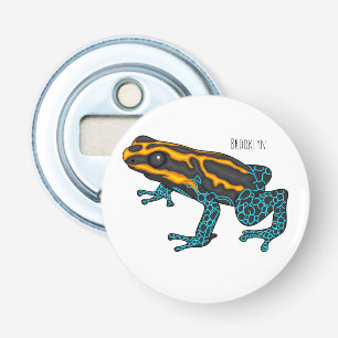 Poison dart frog cartoon illustratie button flesopener