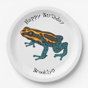 Poison dart frog cartoon illustratie papieren bordje