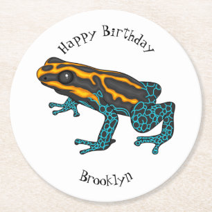 Poison dart frog cartoon illustratie ronde kartonnen onderzetter