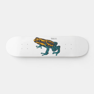Poison dart frog cartoon illustratie skateboard