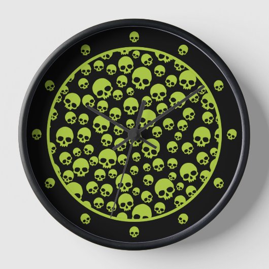 Poison Green Random Skull Patroon Grote klok (Voorkant)