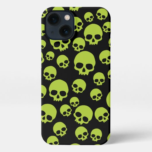 Poison Green Random Skulls Pattern iPhone Hoesje (Achterkant)