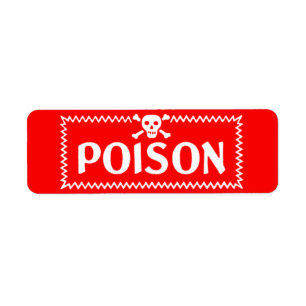 Poison Red Crossbones Danger Label
