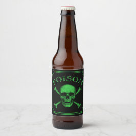 Poison Skull and Crossbones Halloween Design Print Bier Etiket