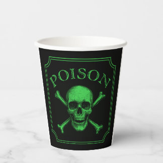 Poison Skull and Crossbones Halloween Design Print Papieren Bekers