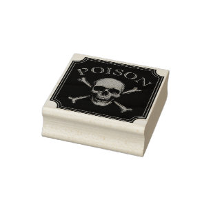 Poison Skull and Crossbones Halloween Design Print Rubberstempel