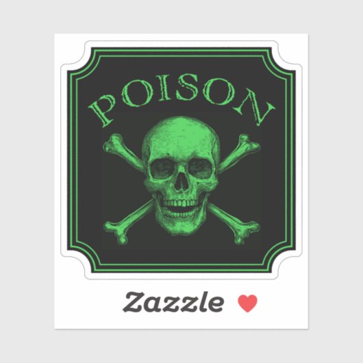 Poison Skull and Crossbones Halloween Design Print Sticker (Vel)