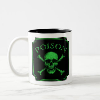 Poison Skull and Crossbones Halloween Design Print Tweekleurige Koffiemok