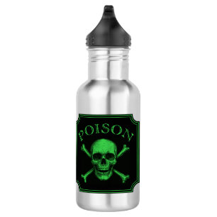 Poison Skull and Crossbones Halloween Design Print Waterfles