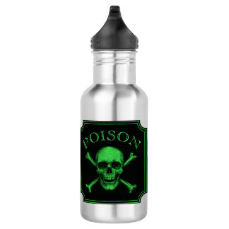 Poison Skull and Crossbones Halloween Design Print Waterfles