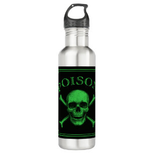 Poison Skull and Crossbones Halloween Design Print Waterfles