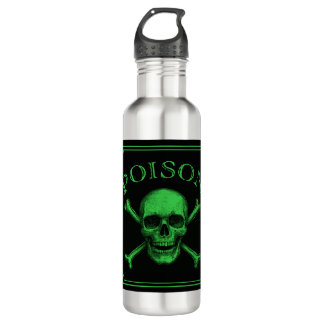 Poison Skull and Crossbones Halloween Design Print Waterfles