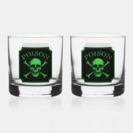 Poison Skull and Crossbones Halloween Design Print Whisky Glas
