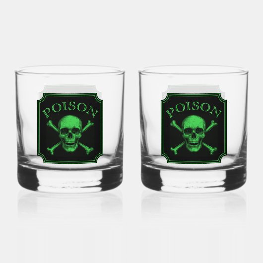 Poison Skull and Crossbones Halloween Design Print Whisky Glas (Voorkant)