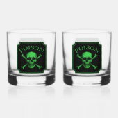 Poison Skull and Crossbones Halloween Design Print Whisky Glas (Achterkant)