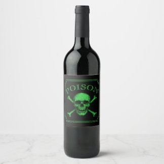Poison Skull and Crossbones Halloween Design Print Wijn Etiket