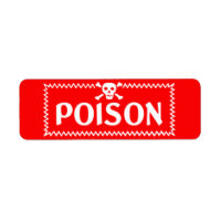 Poison Vintage Red Crossbones Étiquette de danger