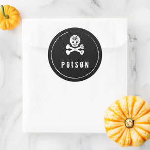Poison Zwart Wit Schedel Halloween Stickers