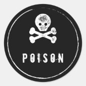 Poison Zwart Wit Schedel Halloween Stickers (Voorkant)