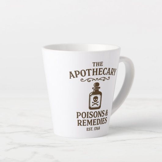 Poisons & Remedies Latte Mug – Apothecary-Style (Angle droit)