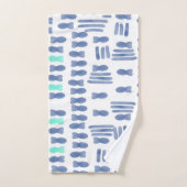 Poisson à trait de pinceau aquarelle monogrammé (Serviette à main)