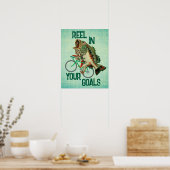 Poisson À Vélo Poster Motivationnel Vert (Cuisine)