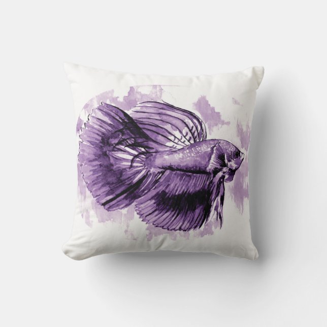 Poisson Betta violet Lance Oreiller (Recto)