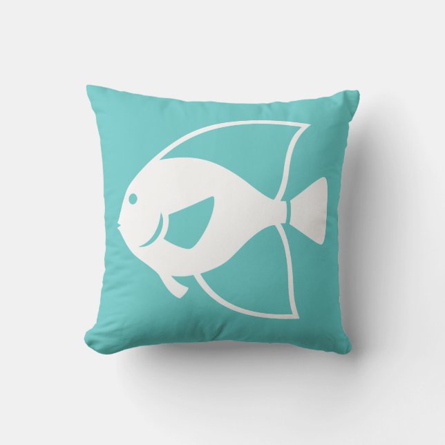 poisson blanc sur un oreiller bleu sarcelle (Recto)