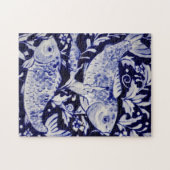 Poisson bleu et blanc Koi difficile Puzzle (Horizontal)