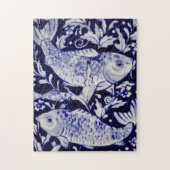 Poisson bleu et blanc Koi difficile Puzzle (Vertical)
