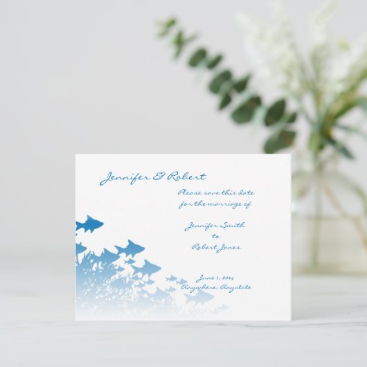 Poisson bleu et corail Enregistrer la carte Date (Debout devant)