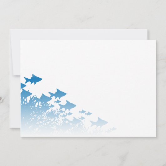 Poisson bleu et Faire-part de mariage corallienne (Dos)