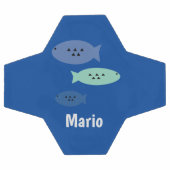 Poisson bleu Monogramme Nom Boule de football (Plat)